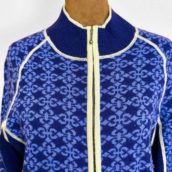 Women Merino Wool Fair Isle Sweater L Preppy Cabincore Lightweight Knit Sporty - Picture 2 of 10